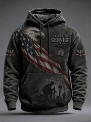 Men's U.S. Veterans Day Print Oversized Drop-Shoulder Hoodie With Pockets gracestitchs