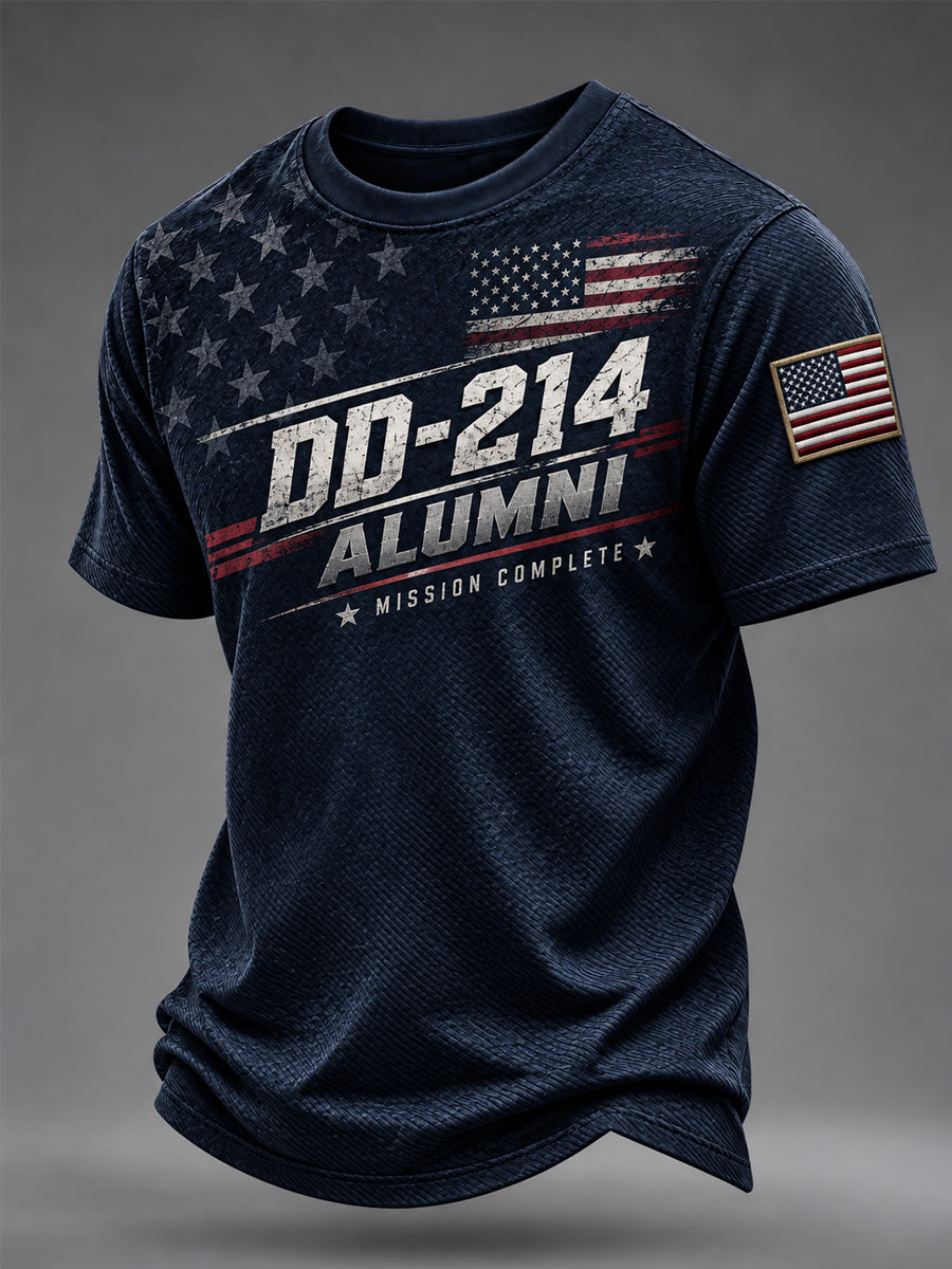 Men's Veterans Day DD-214 Alumni US Flag Print Casual Tee gracestitchs