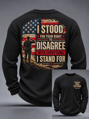 Men's U.S. Veterans Day Print Casual Waffle Long Sleeve T-Shirt gracestitchs