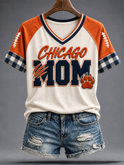 Women's Chicago Football Lover Bear Art Printed T-shirt gracestitchs
