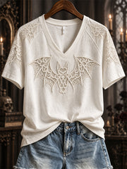 Women's Halloween Gothic Lace Bat Art Print short-sleeved T-shirt gracestitchs