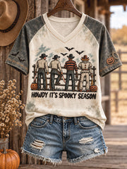Women's Western Halloween Art Printed T-shirt gracestitchs