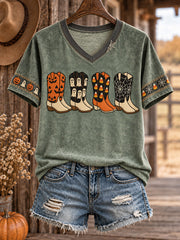 Women's Western Halloween Art Printed T-shirt gracestitchs