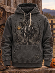Men's Western Halloween Art Horses Cows Printed Hoodie gracestitchs