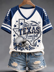 Women's Football Gameday Gift For Football Fans Casual V-Neck Tee gracestitchs