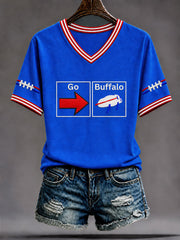Women's Let's Go Buffalo Football Fans Lovers Gameday Casual Short-Sleeved T-shirt gracestitchs