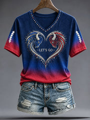 Women's Football Lover Blue&Red Art Printed T-shirt gracestitchs