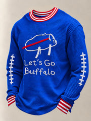 Wen's Let's Go Buffalo Football Fans Lovers Gameday Casual Waffle Sweatshirt gracestitchs