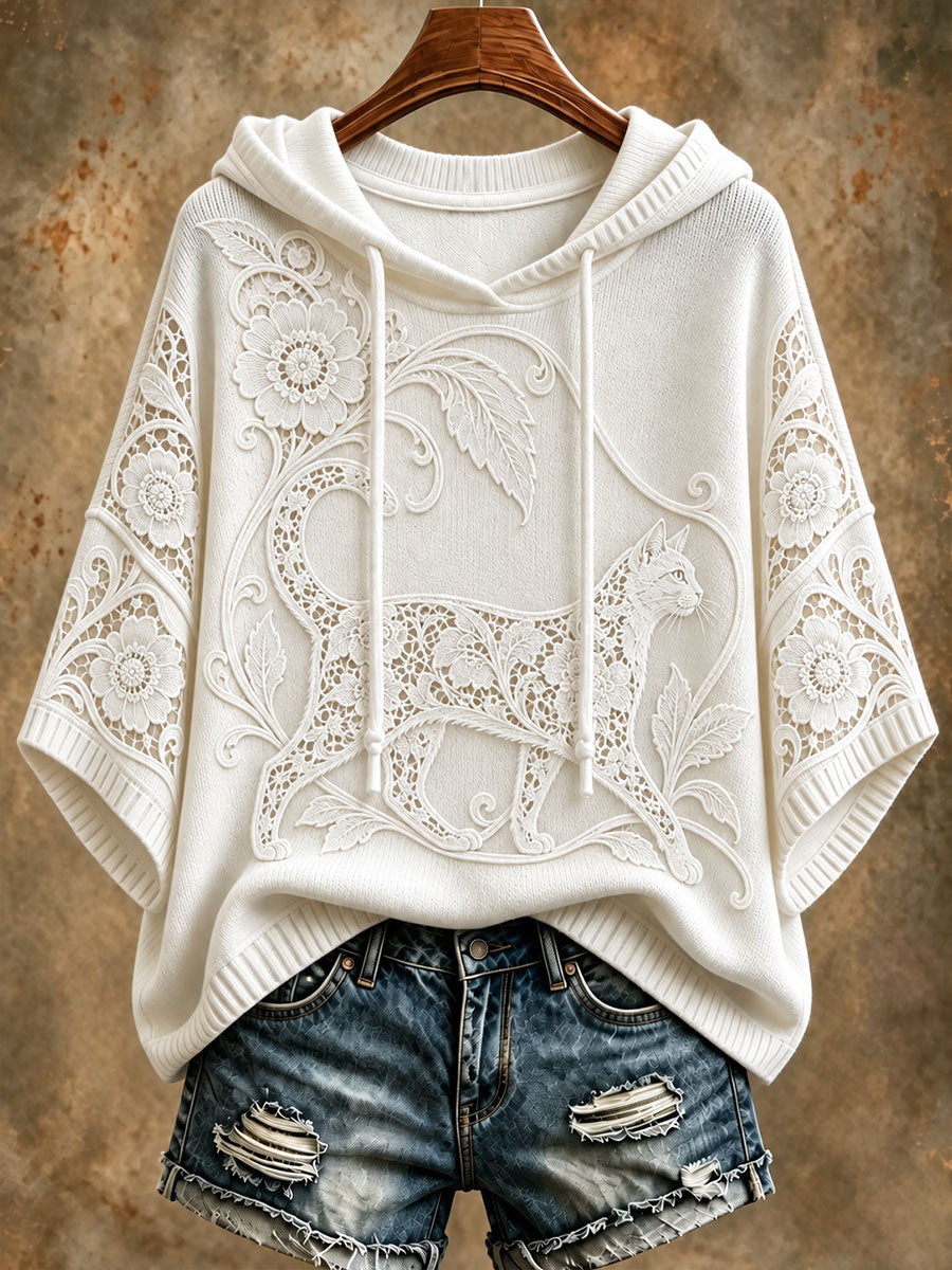 Women's Floral Cat Hoodies gracestitchs