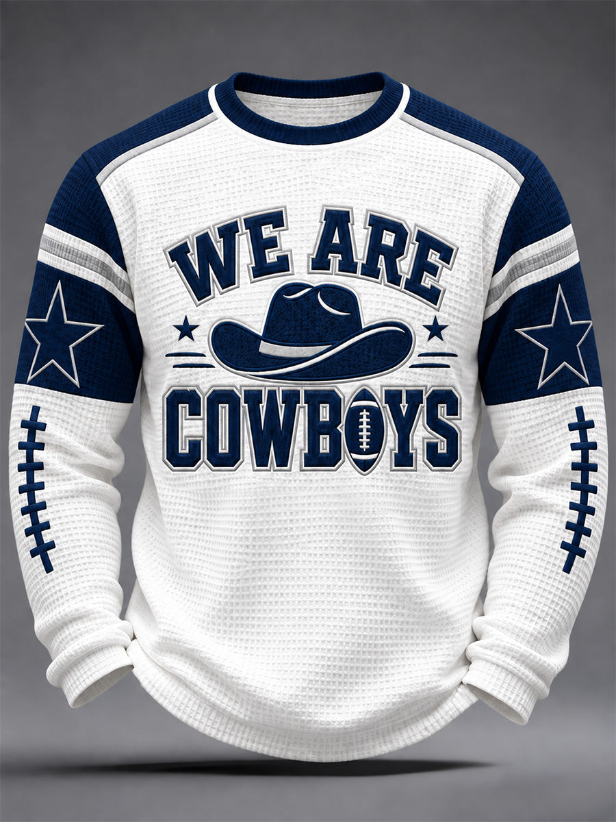 Men's Football Gameday Gift For Football Fans Casual Waffle Long Sleeve T-Shirt gracestitchs