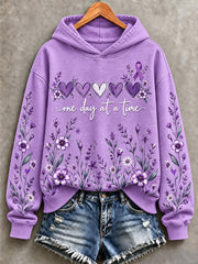 Women's Purple Floral & Alzheimer's Awareness Support Print Sweatshirt gracestitchs