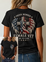 Women's U.S. Veterans Day Printed short-sleeved T-shirt gracestitchs