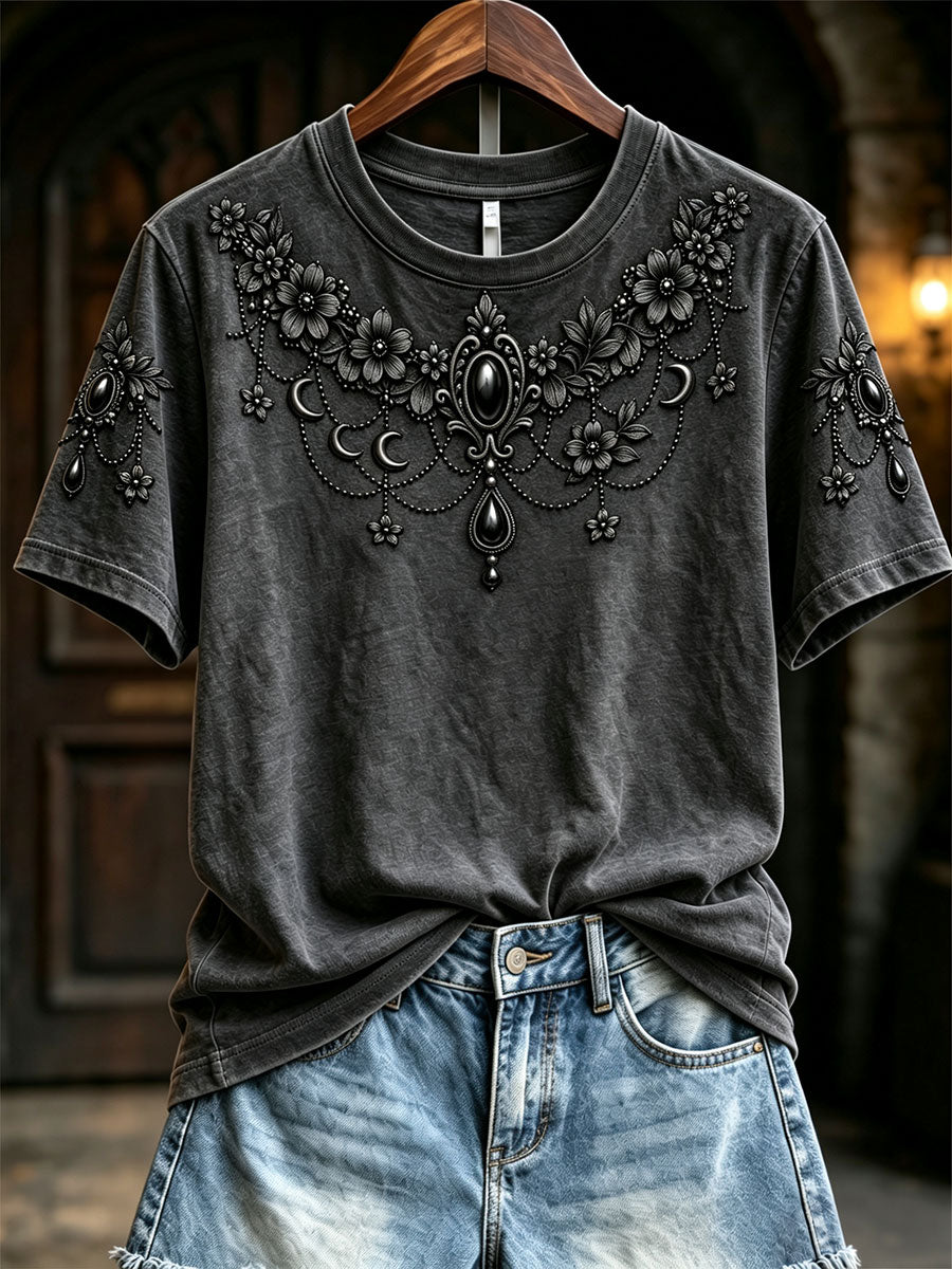 Women's Gothic-Style Jeweled Print T-Shirts gracestitchs