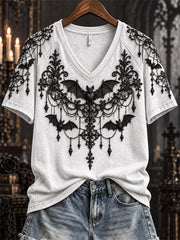 Women's Halloween Gothic Bats Lace Art Print short-sleeved T-shirt gracestitchs