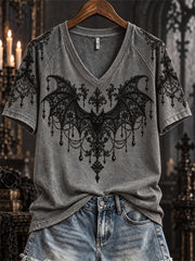 Women's Halloween Gothic Bat Lace Art Print short-sleeved T-shirt gracestitchs
