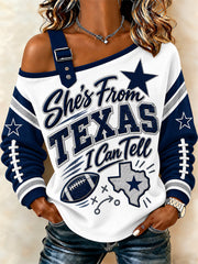 Women's Football Gameday Gift For Football Fans Casual Off-Shoulder Sweatshirt gracestitchs