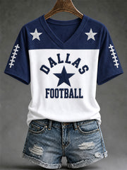 Women's Football Gameday Gift For Football Fans Casual V-Neck Tee gracestitchs