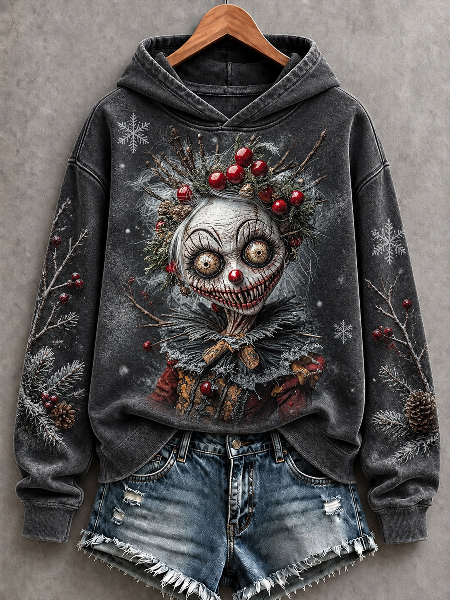 Women's Halloween Creepy Dolls Print Casual Hoodie gracestitchs