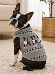 Vintage Boston Terrier Dogs Isle Pattern Print Pet Sleeveless Vest gracestitchs