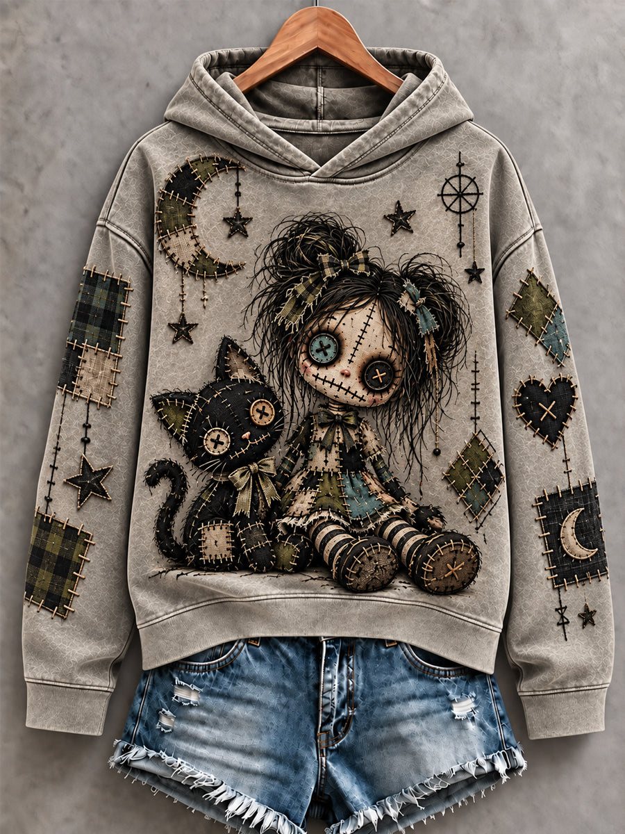 Women's Halloween Creepy Dolls Print Casual Hoodie gracestitchs