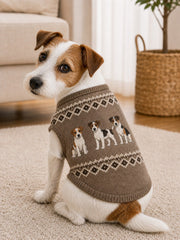Vintage Jack Russell Terrier Dogs Isle Pattern Print Pet Sleeveless Vest gracestitchs