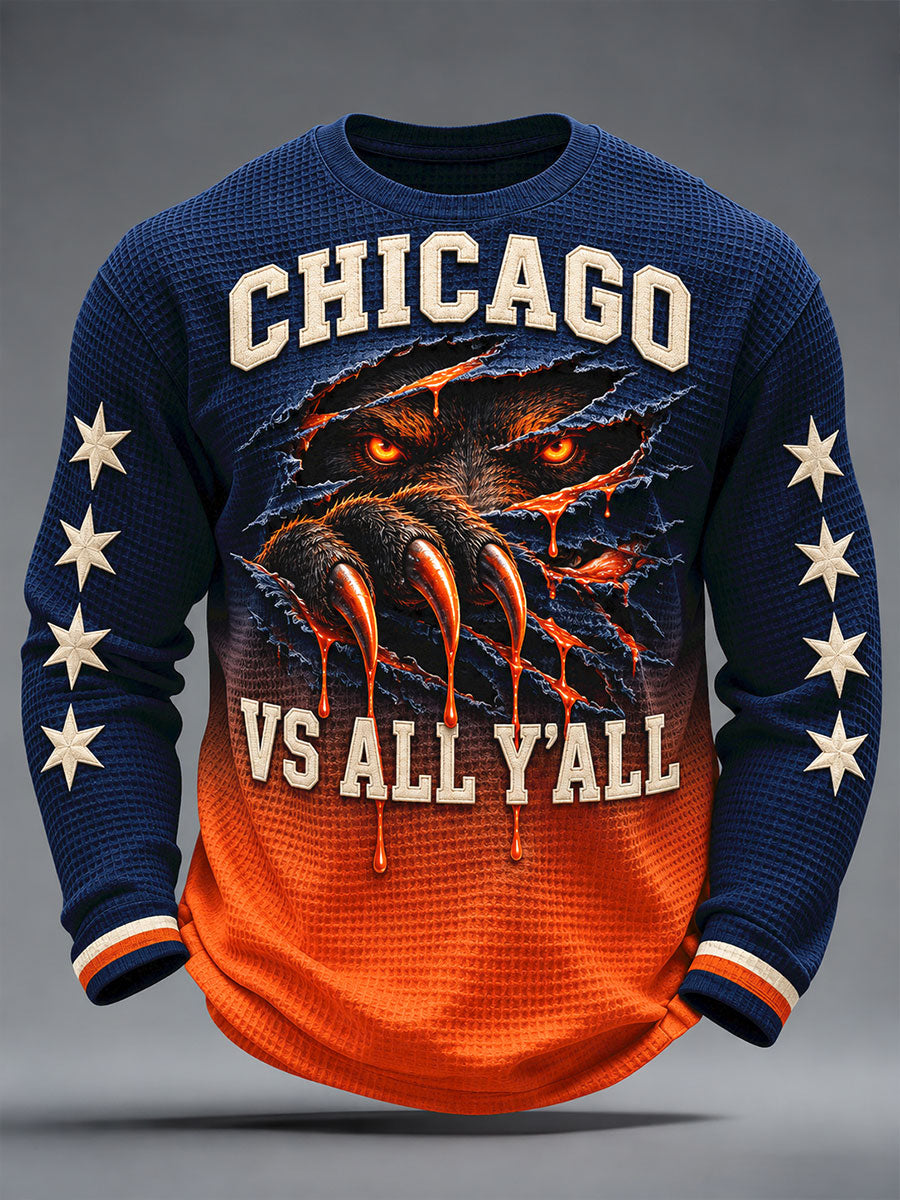 Men's Chicago Football Lover Printed Waffle Tops gracestitchs