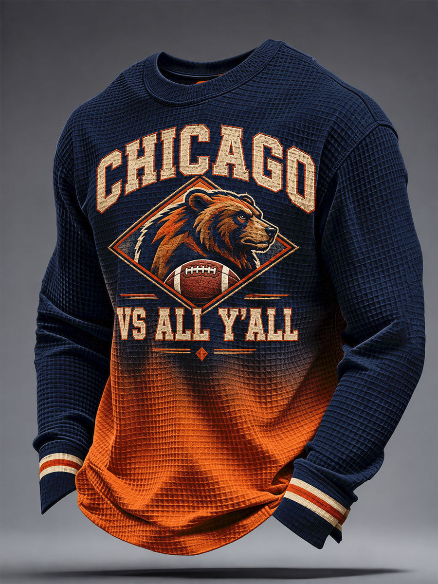 Men's Chicago Football Lover Printed Waffle Sweatshirt gracestitchs