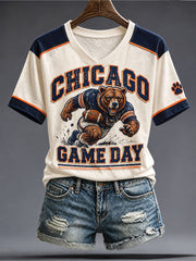 Women's Chicago Football Lover Printed T-shirt gracestitchs