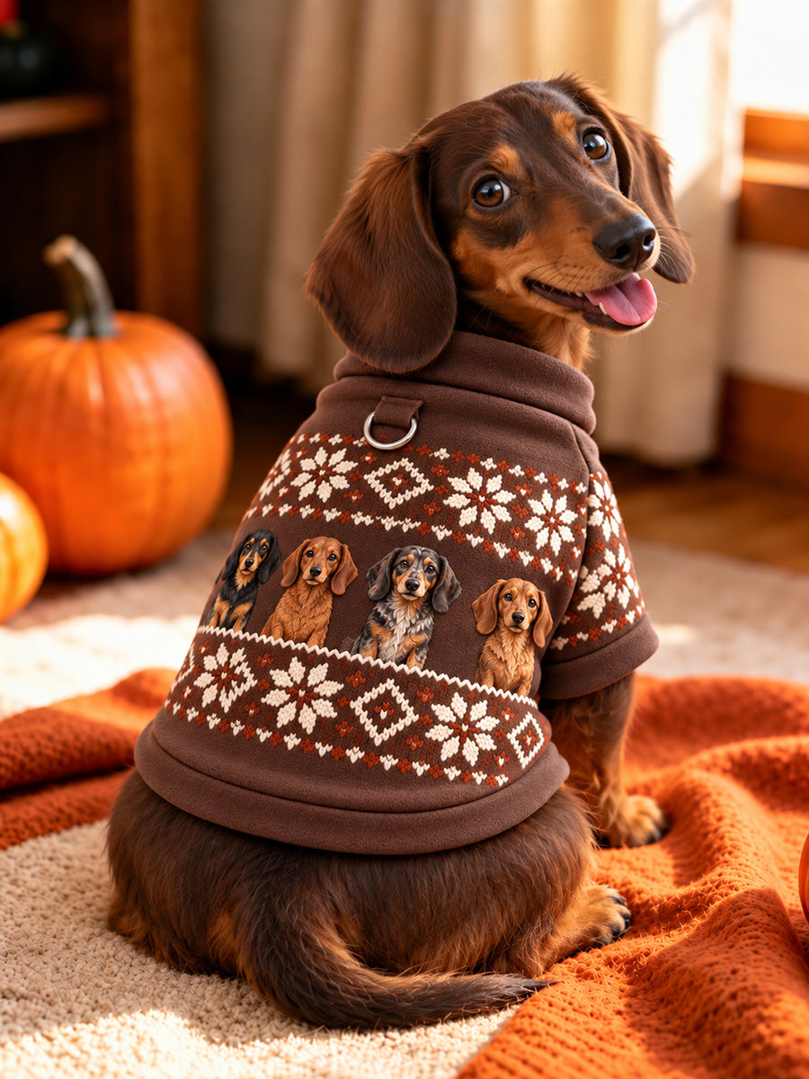 Vintage Dachshund Dogs Isle Pattern Print Short-Sleeve Shirt (with D-ring) gracestitchs