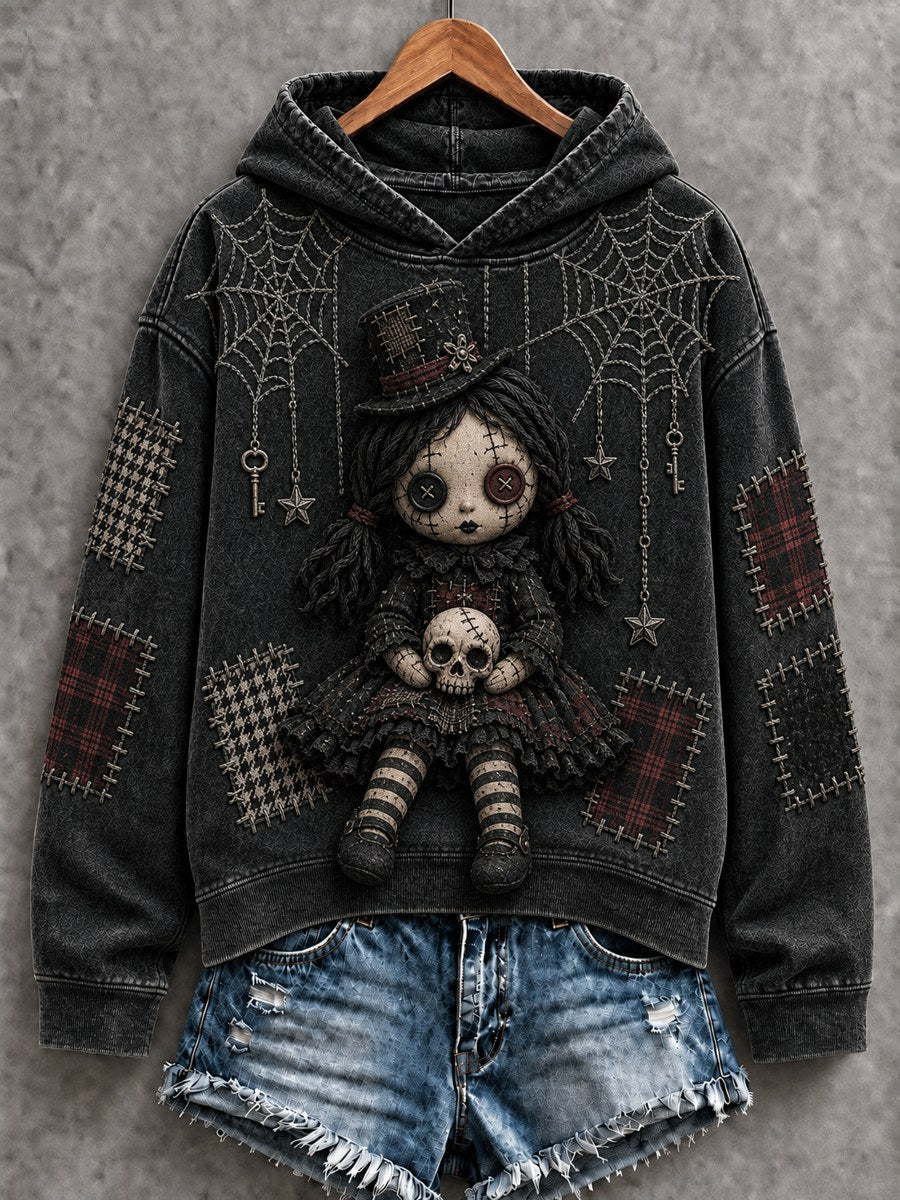 Women's Halloween Creepy Dolls Print Casual Regular Sweatshirt gracestitchs