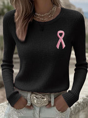 Women's Breast Cancer Awareness Pink Ribbon Long Sleeve T-Shirts gracestitchs