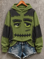 Women's Halloween Patchwork Print Casual Sweatshirt gracestitchs