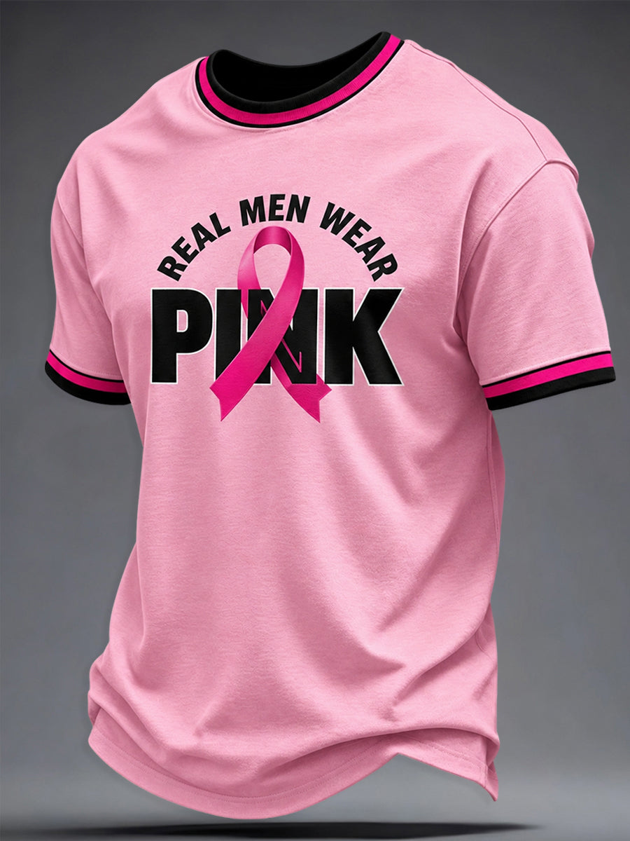 Men's Breast Cancer Awareness Real Men Wear Pink T-shirt gracestitchs