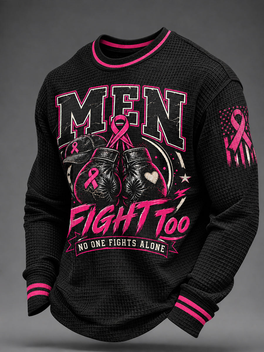 Men's Breast Cancer Awareness Real Men Wear Pink Waffle Sweatshirt gracestitchs