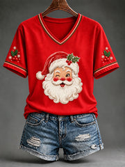 Women's Christmas Santa Claus Short-Sleeved T-Shirt gracestitchs