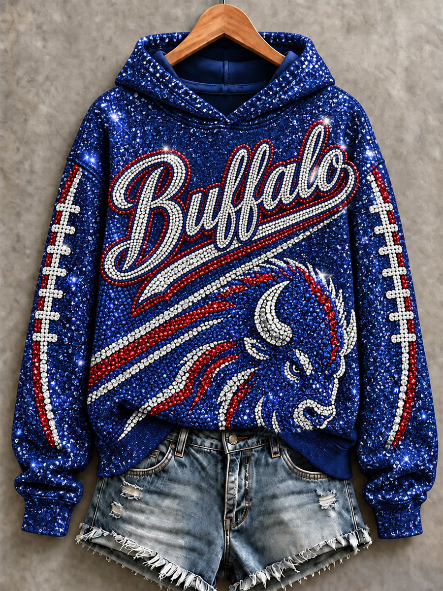 Women's Football Lover Buffalo Print Sweatshirt gracestitchs
