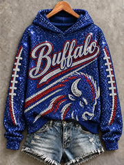 Women's Football Lover Buffalo Print Sweatshirt gracestitchs