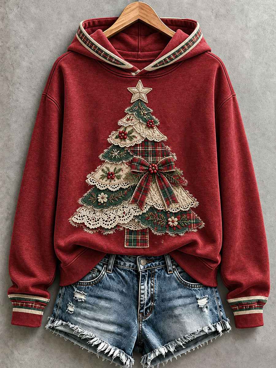 Women's Christmas Tree Patchwork Art Hoodie