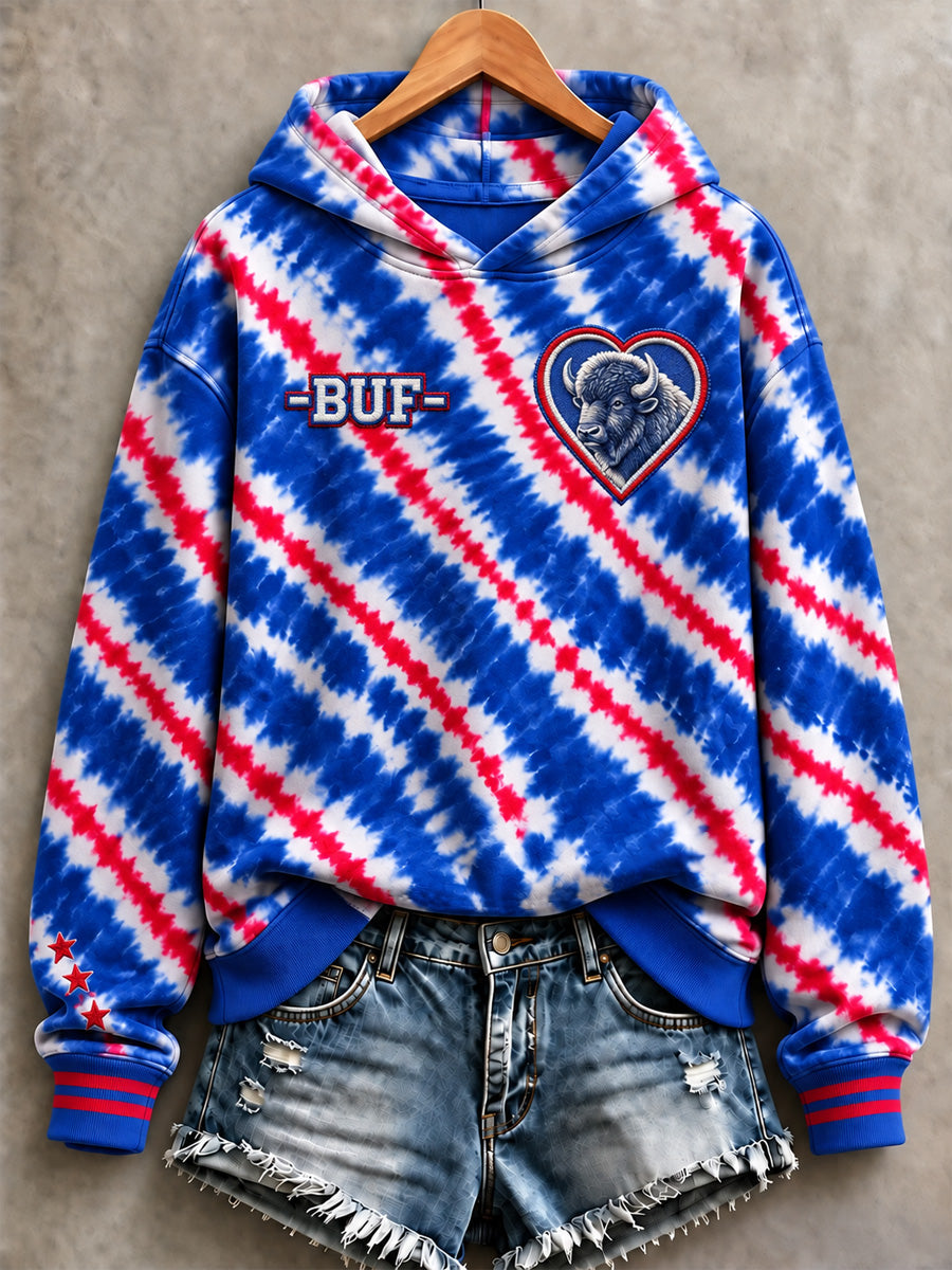 Women's Football Lover Buffalo Print Casual Hoodie gracestitchs