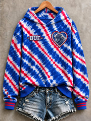 Women's Football Lover Buffalo Print Casual Hoodie gracestitchs
