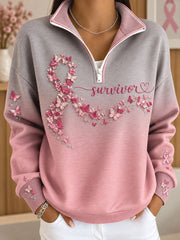 Women's Breast Cancer Awareness Pink Art Printed Sweatshirt gracestitchs