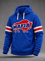 Men's Football Lover Buffalo Print Casual Oversized Drop-Shoulder Hoodie With Pockets gracestitchs