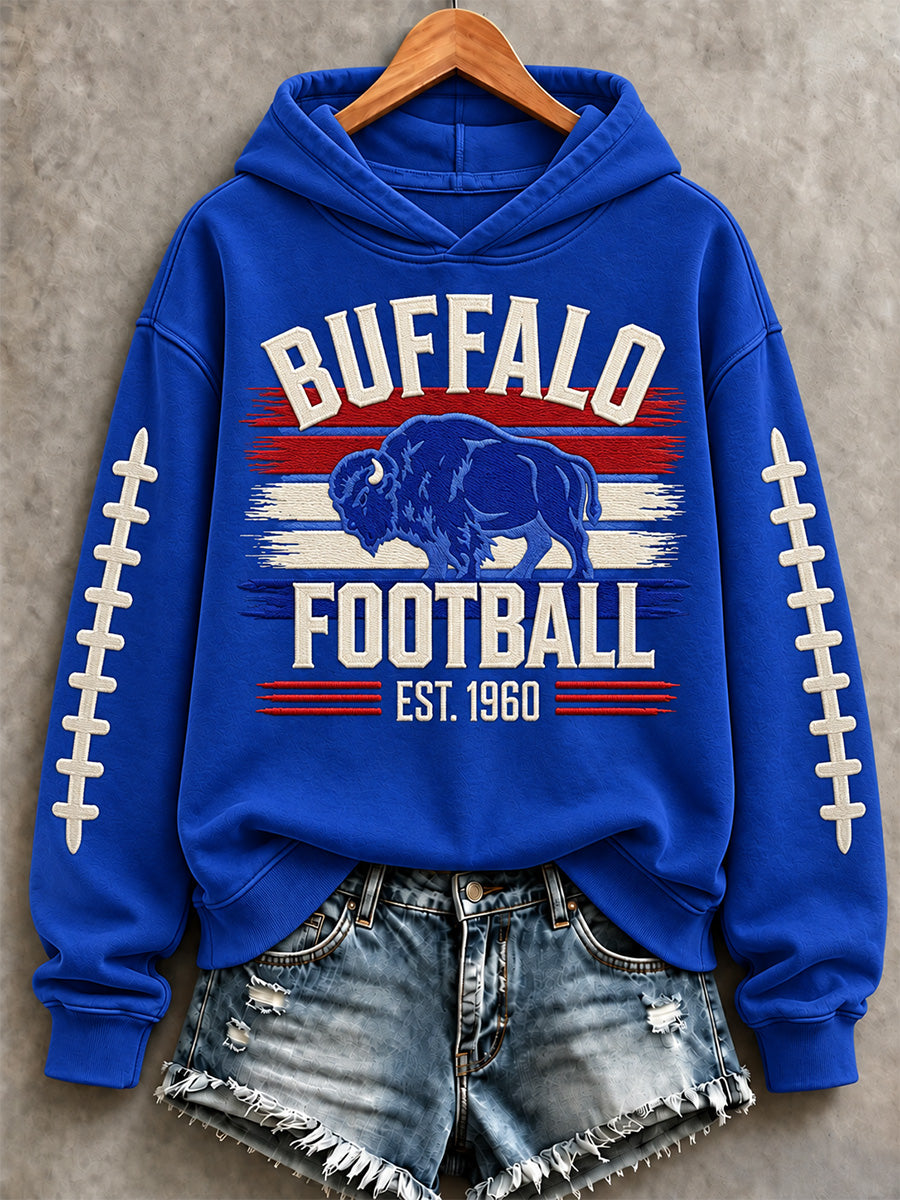Women's Football Lover Buffalo Print Casual Sweatshirt gracestitchs
