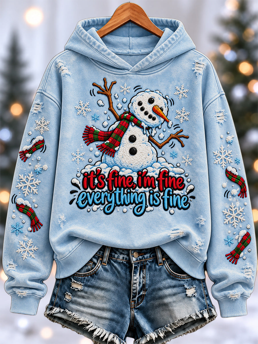 Women's It's Fine I'm Fine Everything is Fine Print Hoodie gracestitchs