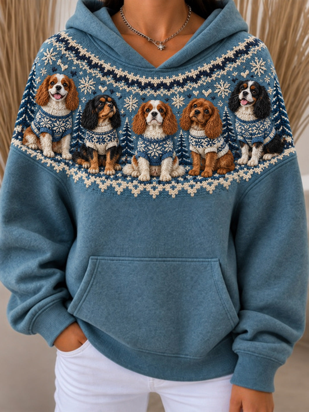 Women's Charles Dogs Pattern Causal Hoodie gracestitchs