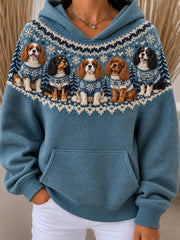 Women's Charles Dogs Pattern Causal Hoodie gracestitchs