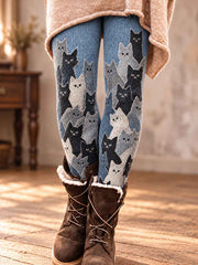 Women's Cute Cat Art Printed Leggings