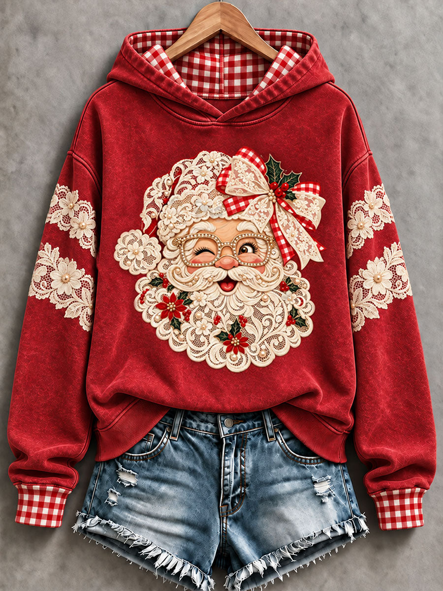 Women's Christmas Santa Claus Print Regular Hoodie gracestitchs
