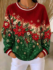 Women's Christmas Plants Print Hoodie gracestitchs