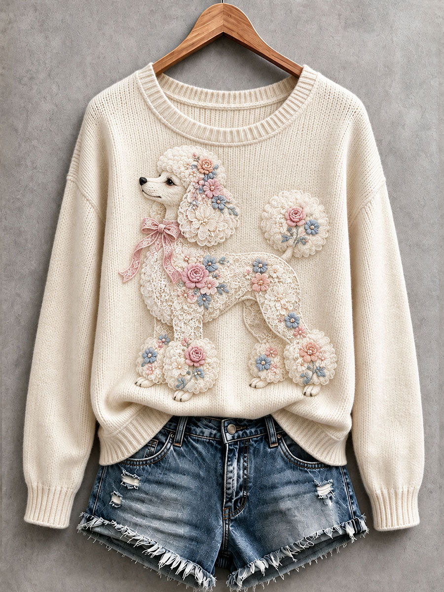 Women's Lovely Poodle Cozy Knit Sweater gracestitchs